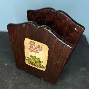 Rustic Floral Wooden Napkin Holder